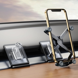 E for Tesla Model Y Phone Holder with Custom Base, Model Y/3 Phone Mount Compatible with 2020 2021 2022 2023 2024 Tesla Model Y/3 Accessories(Black)
