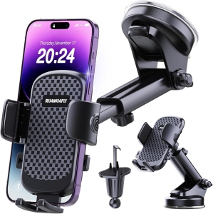 (2025 Ultra-Stable) Car Phone Holder (Fit Thick Case) Cell Phone Mount for Dashboard Windshield Vent, Mobile Stand Base Truck Cradle for iPhone 16 Pro Max 15 14 13 12 Samsung S25