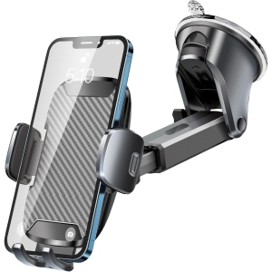 Support de téléphone universel pour voiture, support de téléphone à ventouse 3 en 1 pour pare-brise / tableau de bord, compatible avec les smartphones à coque épaisse et grands téléphones, compatible avec tous les téléphones portables