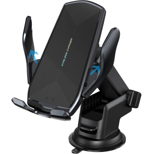 Wireless Car Charger, 15W Qi Fast Charging Auto-Clamping Cell Car Phone Holder,​Air Vent Windshield Dashboard Long Arm Suction Cup Car Phone Mount for iPhone13 series/12/11/X Sams