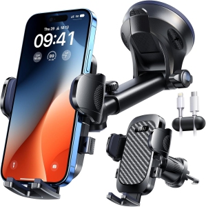 [Te Military-Grade & 360 Degrees Rotatable Suction] 2025 Y Ultimate Car Phone Holder Mount (90+LBS Safest Strongest & Patent Certs)Dashboard Windshield Vent for iPhone 16 15 Pro M