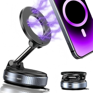 s Upgraded 360° Vacuum Magnetic Phone Holder, Magnetic Car Phone Mount, Hands-Free Suction Cup Phone Holder for Car/Gym/Mirror/Shower, Car Mount Compatible with iPhone 16 Pro Max/