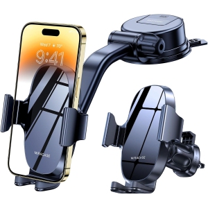 M 3 in 1 Cell Phone Holder for Car, [Strong Suction] Universal Car Phone Mount for Car Dashboard Windshield Air Vent Compatible with iPhone15 14 13 12 11 Pro Max Mini All Mobile