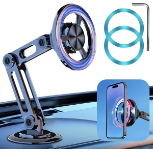 J Universal 360° Pro - 2025 New Magnetic Suction Car Phone Holder, Hands Free Automobile Mounts Cell Phone Holder with Metal Ring, Adjustable Cell Phone Mount for All Mobile Phone