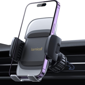 L Car Vent Phone Holder - [Spring Clip] Quick Release Car Phone Mount with Metal Hook, Universal Air Vent Cradle for iPhone 16 15 14 13 12 11 Pro Max Plus Mini Xs, Galaxy S25 S24,