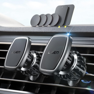 L Magnetic Phone Holder Car Vent 2 Pack 6 Strong Magnets Car Vent Phone Holder Magnetic Hands-Free Cell Phone Holder Magnetic Car Mount Fit 4-7in iPhone 16 15 14 Pro Max Plus All