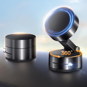 MAGIC JOHN Magnetic Car Phone Holder, Universal Mobile Phone Mount, Vacuum Suction Cup with Adjustable Telescopic Arm, 360 Rotating Magnetic Car Mount for iPhone, Samsung, All Sma