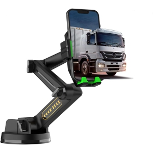 Truck Phone Holder Mount Heavy Duty Super Suction Cup, Cell Phone Holder for Truck Dashboard Windshield 16.9 inch Long Arm & Stable, Compatible with iPhone & Samsung, Green, Big R