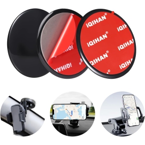 Dashboard Pad Mounting Disk for Suction Cup Mount, 2pcs Adhesive Disc for Car Phone Holder Base, Large Sticky Plastic Dsk Replacement for Garmin GPS, Sat Nav, Tablet, Cellphone Br