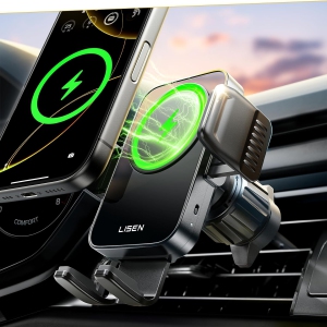 L Wireless Car Charger 15W Auto-Clamping Car Phone Holder Wireless Charger Air Vent Car Phone Mount for iPhone16/15/14/13/13 Pro/12 pro/12/11/X/8, Samsung Galaxy S24/S23/S22/S21/S