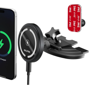 O 15W Magsafe Car Mount Charger for iPhone 16, Fast Wireless Charging Magnetic CD Slot Holder with 3M Adhesive Base for Dashboard, Aluminum Shell, Compatible with iPhone 16/15/14