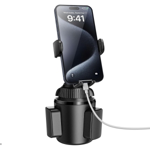 A Universal Car Cup Phone Holder with Quick Extension Long Arm, Quick Swivel Height Adjustment 360 Degree Swivel for iPhone Samsung Google and All Smartphones