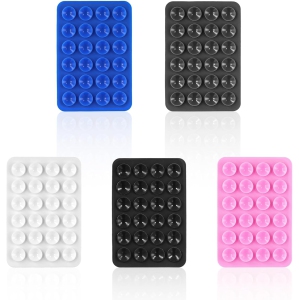 5pcs Phone Suction Holder, Silicone Suction Phone Case Adhesive Mount with 24 Suction Cups Hands-Free Sticky Phone Grip Accessory for Selfies and Videos on Flat Surface (Multicolo