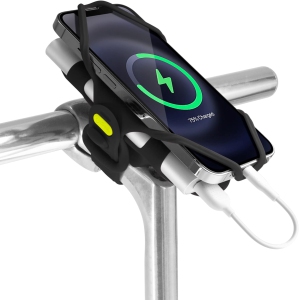 B Bike Tie 4 Pro Pack, Bike Ph Mount for Power Bank 2 in 1 Ph Holder for Bike, Shock-Proof Charger Mount for Stem, Bike Accessories for iPh Samsung, Fits 4.7 to 7.2 Phs, Black
