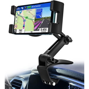 Dashboard Clip Car Phone Mount, Car Sun Visor & Rearview Mirror Clamp Cellphone Holder with Adjustable Arm for iPhone 16 Pro Max 15 14 13 12 11 XS XR X 8 Plus, Galaxy S24, Android