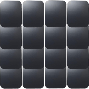 Replacement Metal Plates Set 16 Pack for Magnetic Car Mount. Kit of 16 Magnets for Back of Phone Case. Black Rectangular Iron Stickers Without Holes Discs. 3M Adhesive Backing Ste