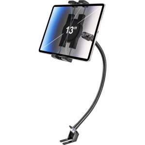 Gooseneck Tablet Holder for Car Seat Rail, Heavy-Duty Front Passenger Seat Tablet Mount for Truck - 20inch Adjustable Arm Compatible with 4-13 iPad Pro Air Mini, iPhone, Galaxy Ta