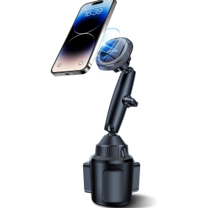 E Magnetic Cup Holder Phone Cradle for Magsafe, [Powerful Magnet] Flexible Tri-Pivot Cup Phone Holder for Car, Tesla, Truck, SUVs, Compatible with iPhone 16 15 14 13 12, Samsung a