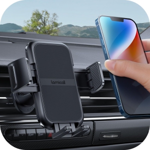 L 2025 Wider Clamp & Metal Hook Car Phone Holder Vent [Thick Cases Friendly] Phone Holders for Your Car Mount Automobile Hands Free Cradle Air Vent for iPhone 16 15 14 13 Pro Max