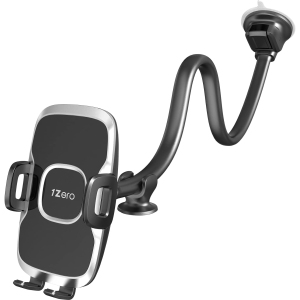 1 Solid Car Truck Phone Mount Holder with 14-Inch Gooseneck Long Arm, Windshield Window Mobile Holders w/Industrial-Strength Suction Cup, Anti-Shake Stabilizer Compatible All Cell