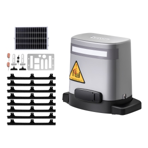 VEVOR 280W Solar Sliding Gate Opener, Electric Gate Opener for Doors up to 65.6ft 1799lbs, Gear Track Rolling Fence Door Motor with Infrared Sensor & 2 Remote Controls