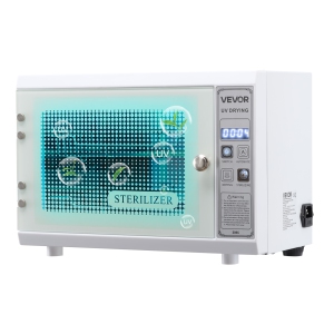 VEVOR 12L Nail Tool Cleaning Machine, Multi-Functional Tool Cabinet Cleaner Box with Timer Setting, Tempered Glass Door, 185nm Wavelength, for Labs, Home, Nail Salons,Beauty Salons