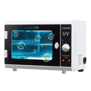 VEVOR 12L Nail Tool Cleaning Machine, Knob Control, Tool Cabinet Cleaner Box with Timer Setting, Tempered Glass Door, 185nm Wavelength, for Labs, Home, Nail Salons, Beauty Salons