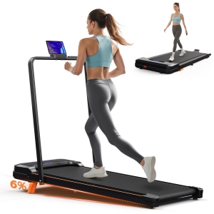 CoolHut 4 in 1 Climbing Treadmill with Handrail, Low Noise Under Desk Walking Pad with 6% Incline, LED Display & Phone Holder, Portable Folding Jogging Treadmill, 7.6 MPH Top Speed