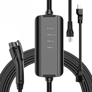 EVCONN - Portable Level 2 Electric Vehicle (EV) Charger with J1772 Connector, NEMA 6-20 & 5-15 Plug, 25ft Extension Cord - Black