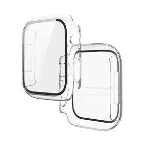 Case for Apple Watch Series 9/8/7/SE 2 45mm All-Around Screen Protector Case, Tempered Glass Screen Protector Case Ultra-Thin for iWatch 45mm Protection Cover - Clear