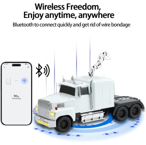 American Truck Model Bluetooth Replica Speaker – Portable HD Sound, TWS Stereo,FM Radio, LED Party Lights, Built-in Microphone Hands-Free,Surprise Portable Gift for Car Enthusiasts