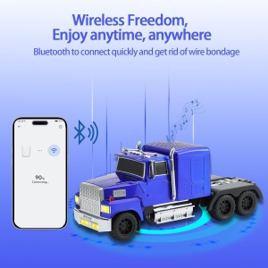 American Truck Model Bluetooth Replica Speaker – Portable HD Sound, TWS Stereo,FM Radio, LED Party Lights, Built-in Microphone Hands-Free,Surprise Portable Gift for Car Enthusiasts