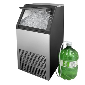 Angel Canada Commercial Ice Maker Machine, 100lbs/24H Stainless Steel, Dual Water Inlet (Faucet/Bottle), Undercounter or Free Standing ice Machine with 33lbs Ice Storage Capacity