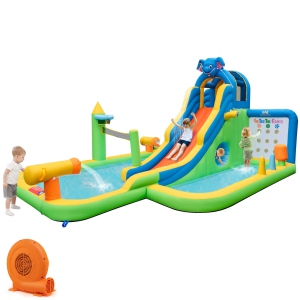 Costway Inflatable Water Slide Giant Water Park for Kids Backyard Fun with 680W Blower