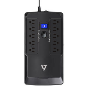 V7 UPS 750VA Desktop (450W, 10 Outlets NEMA 5-15 (B) (5 Battery Backup+5 Surge only), Touch LCD, USB, Simulated Sine Wave, 6ms Transfer time, RJ-11/RJ-45 Protection)