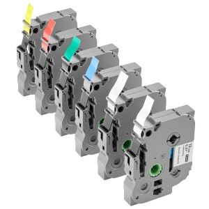 VEVOR 6 Pack Label Maker Tape,0.47 in / 12 mm Colored Label Maker Refills Compatible for Various Brother P-Touch,Replacement for Tag TZe-131 TZe-231 TZe-431 TZe-531 TZe-631 TZe-731