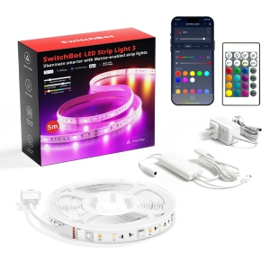 SwitchBot Smart LED Strip Light 3, 5M Matter-enabled | RGB+CCT, Voice & App Control, Adaptive Lighting, Music Sync, and Smart Home Automation