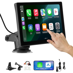 VEVOR 9-Inch Wireless Car Stereo, HD Portable Radio Touch Screen Compatible with Apple CarPlay & Android Auto, CarPlay Screen with Backup Camera, Voice Control, Mirror Link