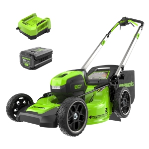 Greenworks 80V 21" Self-Propelled Cordless Lawn Mower (Brushless Motor+ LED Lights), 4.0Ah Battery & Rapid Charger Included