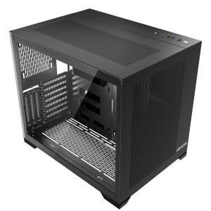 VEVOR Mid-Tower PC Case, Dual Chamber, Gaming Computer Case with Tempered Glass Panels, Magnetic Dust Filter, for GPU up to 410 mm in Length, Compatible with ATX/M-ATX/ITX, No Fan