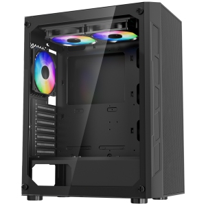 VEVOR PC Gaming Case, Mid-Tower, Computer Case with High-Airflow Tempered Glass Panel, Dust Filter, 3 x 120 mm ARGB Fans, for GPU up to 320 mm in Length, for ATX / M-ATX / ITX