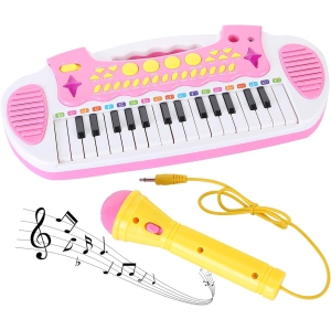 Piano Toy Keyboard for Kids Multifunctional Music Instruments with Microphone for Girls Birthday Gift 3 4 5 Years Old 31 Keys