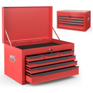 Gymax 24'' Tool Chest Case Steel Tool Box w/ 6 Drawers Top Storage Automatic Lock
