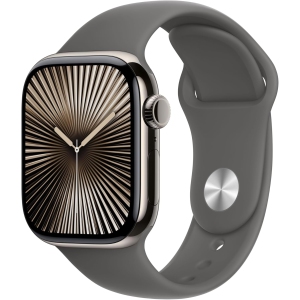 Brand New - Apple Watch Series 10 (GPS + Cellular) 46mm Natural Titanium Case with Stone Grey Sport Band - S/M