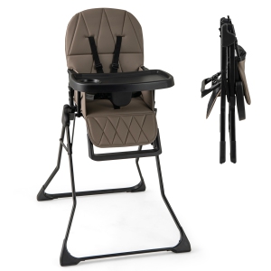 Gymax Foldable High Chair Easy Clean Compact Highchair w/ Removable Adjustable Tray