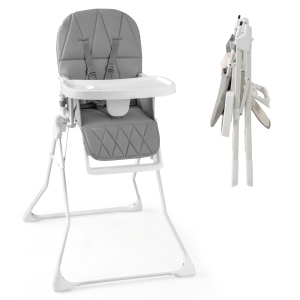 Gymax Foldable High Chair Easy Clean Compact Highchair w/ Removable Adjustable Tray