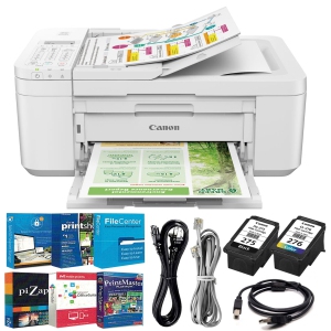 Canon PIXMA TR4720 Wireless All-in-One Printer (White) + USB Cable + Software