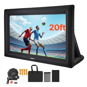 VEVOR 20FT Inflatable Projector Screen,Inflatable Movie Screen Outdoor with 250W Air Blower Projector Screen Oxford Fabric Material Blow Up Screen for Outdoor Backyard,Home Theater