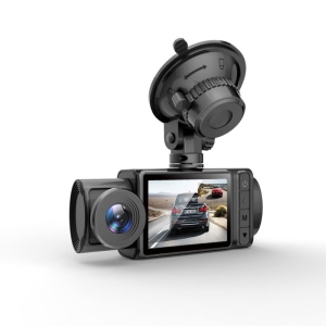 Dual-lens dash cam - HD 1080P recording for front, interior, and rear vehicles, with Wi-Fi, night vision, and parking assistance, 2-inch IPS screen, and loop recording (+64GB)
