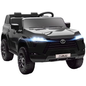 Qaba 2 Seater Electric Car for Kids, 12V 7AH Lexus GX550 Licensed Battery Powered Ride On Car with Remote Control, 4 Wheel Suspension System, USB, LED Light, 3 Speed, Black